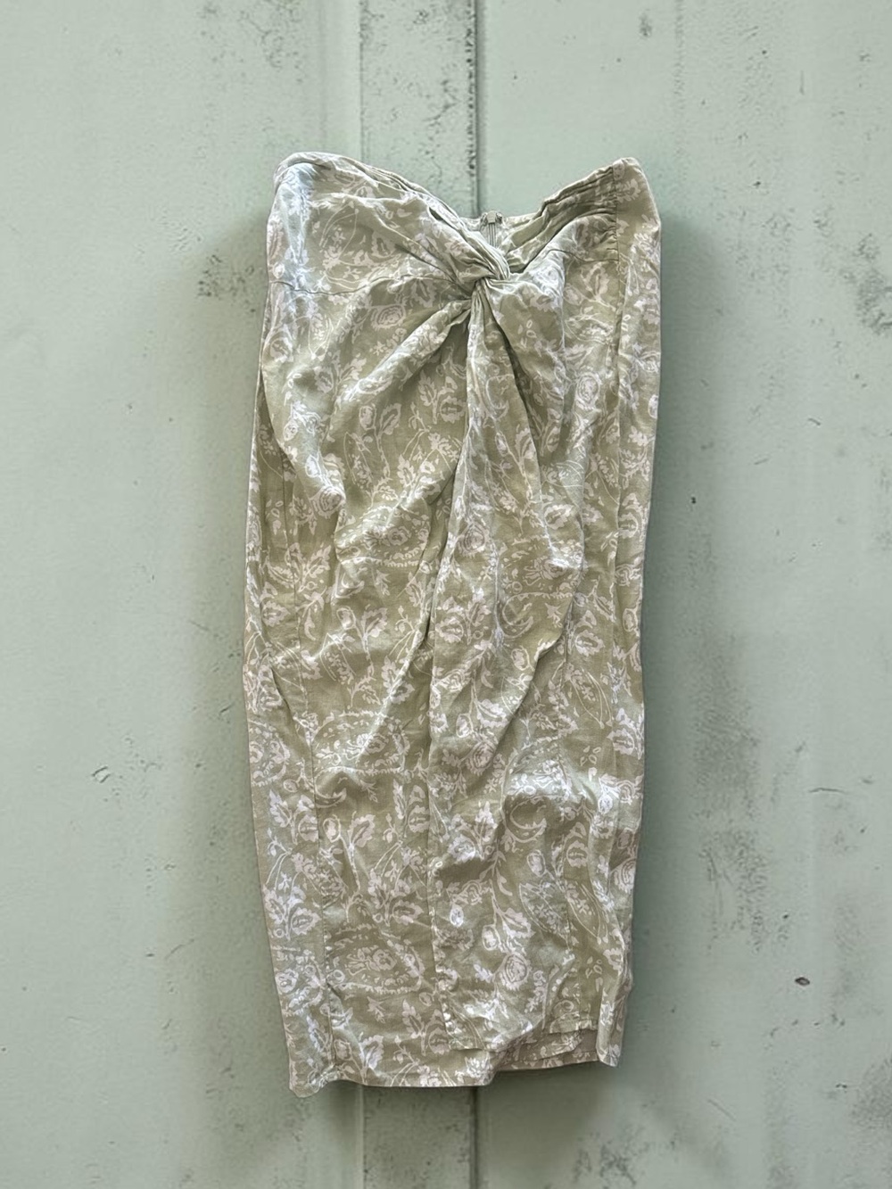 NAF NAF Sage Beige Paisley Tie-Front dress